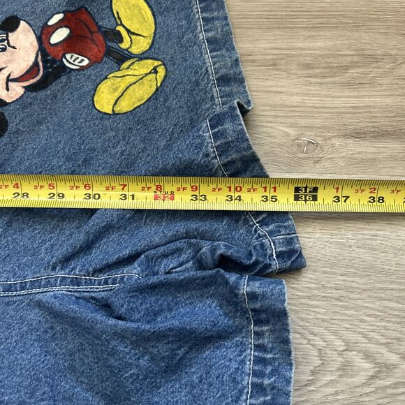 Disney Store Overall Shorts Womens Large Mickey Blue Denim Embroidery Vintage - Picture 8 of 11